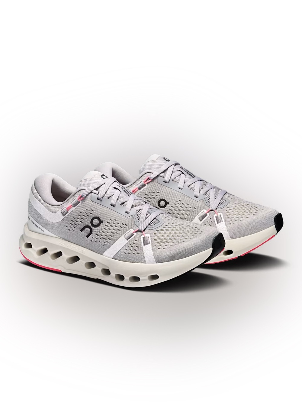 On Running Women's Light Gray and Pink Performance Running Shoes